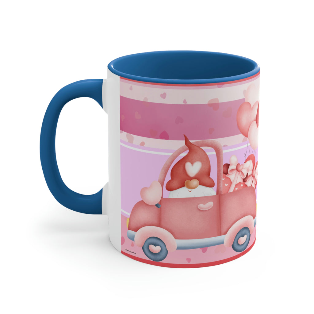 Valentines Day Gnomes ,"Have Love, Will Travel"  11oz Ceramic Mug with Color interior