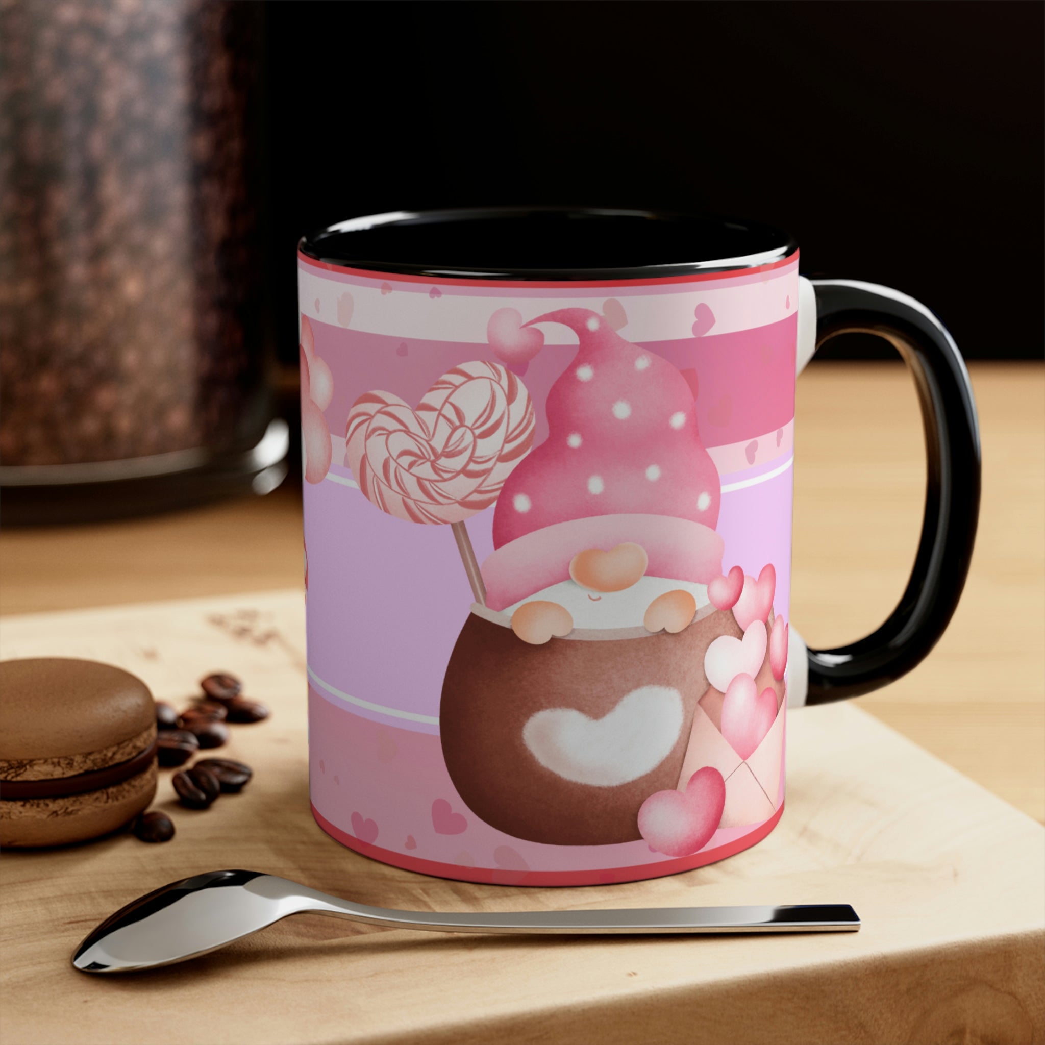 Valentines Day Gnomes ,"Have Love, Will Travel"  11oz Ceramic Mug with Color interior