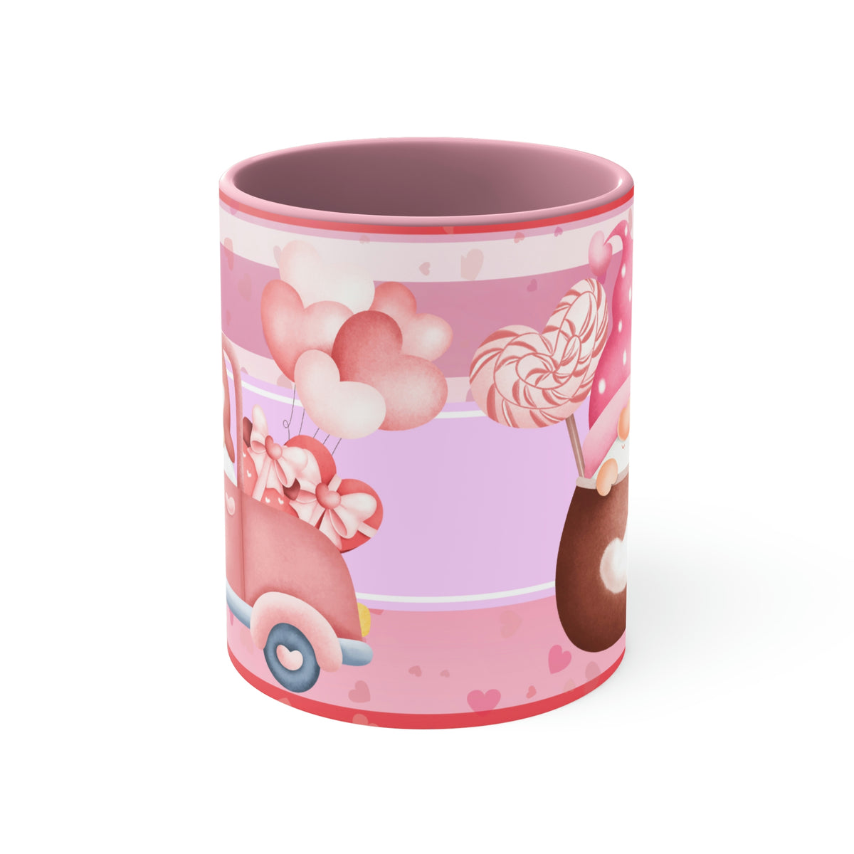 Valentines Day Gnomes ,"Have Love, Will Travel"  11oz Ceramic Mug with Color interior