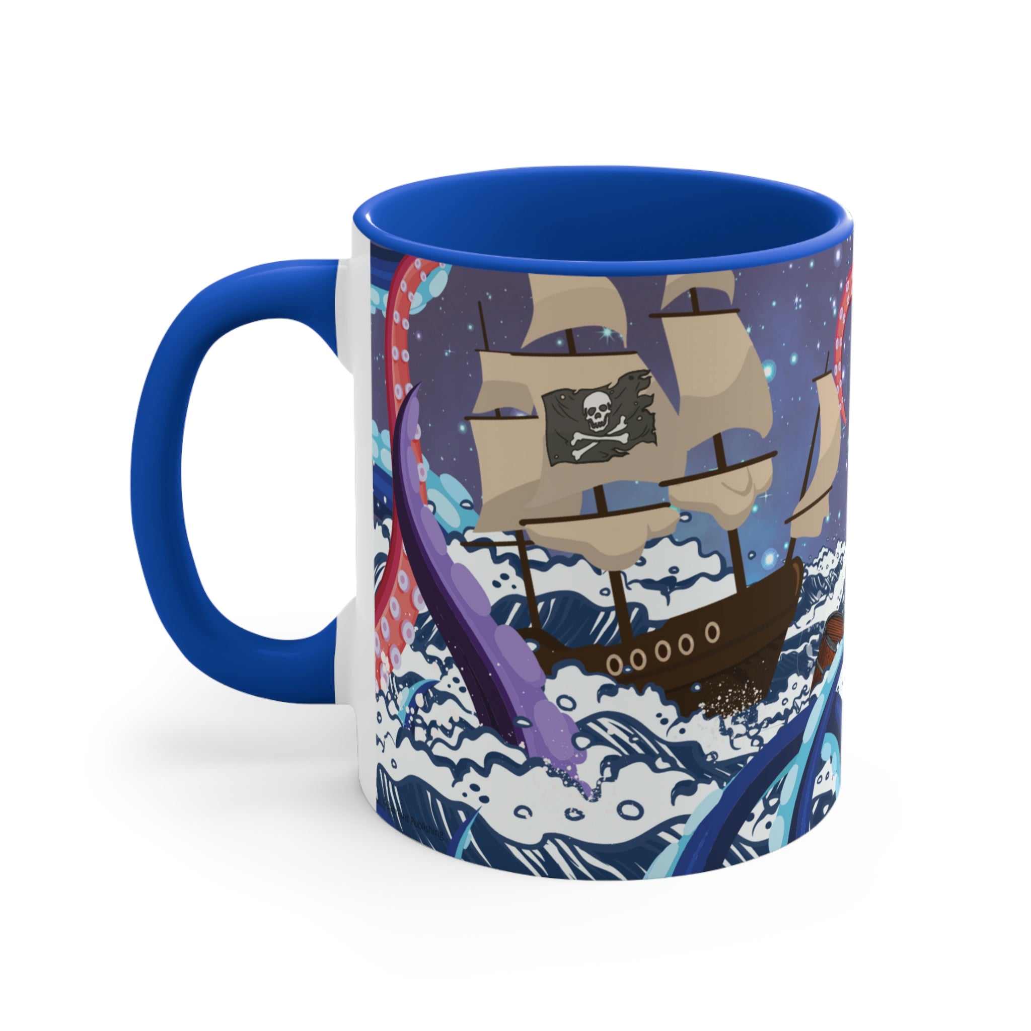 Not So Jolly Roger Sea Creature Coffee Mug, 11oz {Navy Blue/Red/Pink/Green}  | Ocean Life | Sea Creature Coffee Mug | Kraken Coffee Mug
