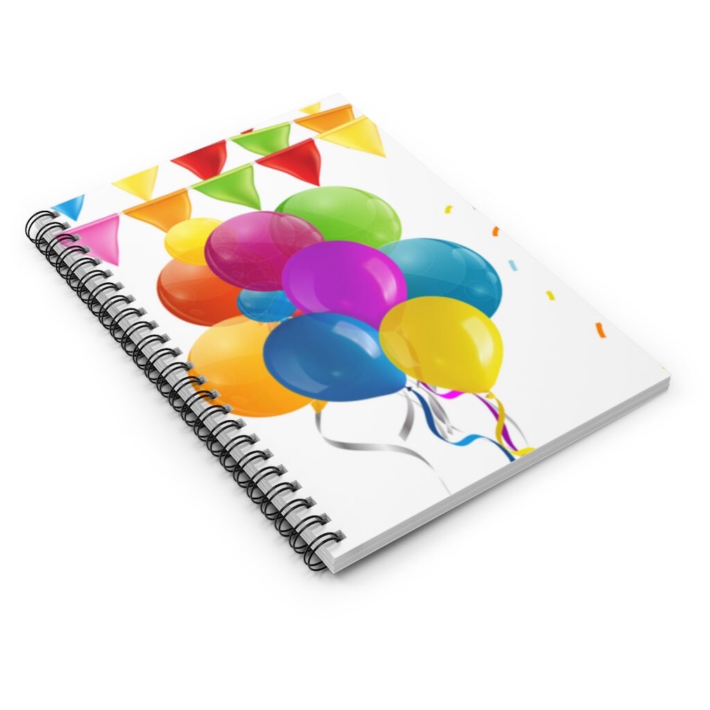 Party Balloons Spiral Notebook - Ruled Line