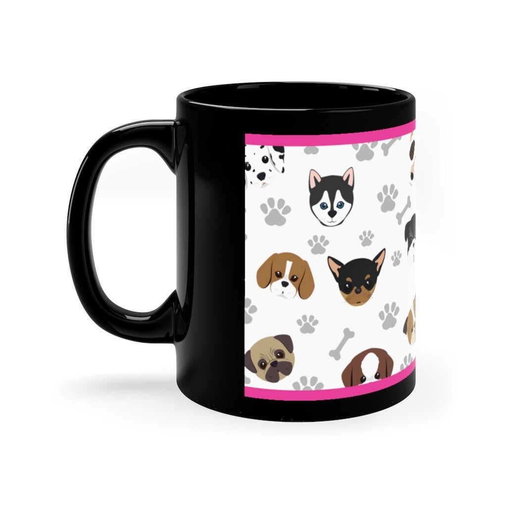 My Valentine Has Paws  (Dog) - 11oz Ceramic Black Mug | Cute Dog Coffee Mug | Valentines Day Dog Gift