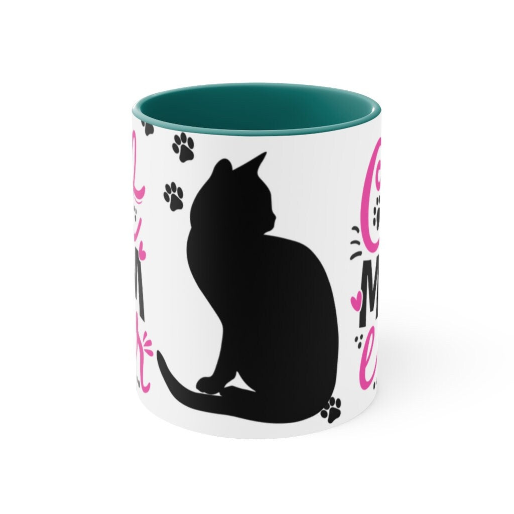 Best Cat Mom Ever {Hot Pink and Black}  Fun Coffee Mug, 11oz | Funny Gift | Funny Coffee Mug |Cat Mug | Funny Cat Mug