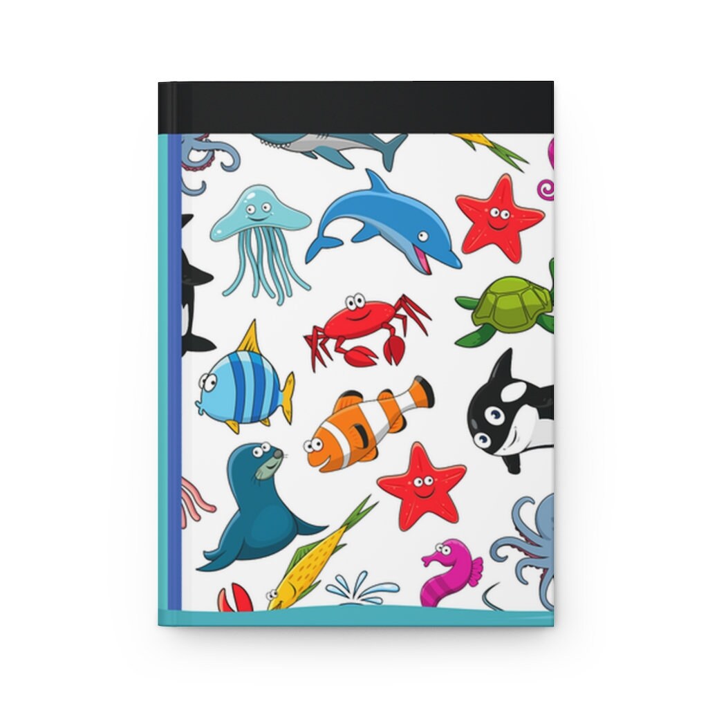 Sea Creature Fishtank - 150 pages (75 sheets) hard back lined journal