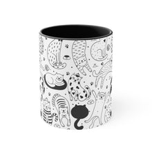 Load image into Gallery viewer, Black and White Cute CATS {Black}  Funny Coffee Mug, 11oz | Funny Gift | Funny Coffee Mug
