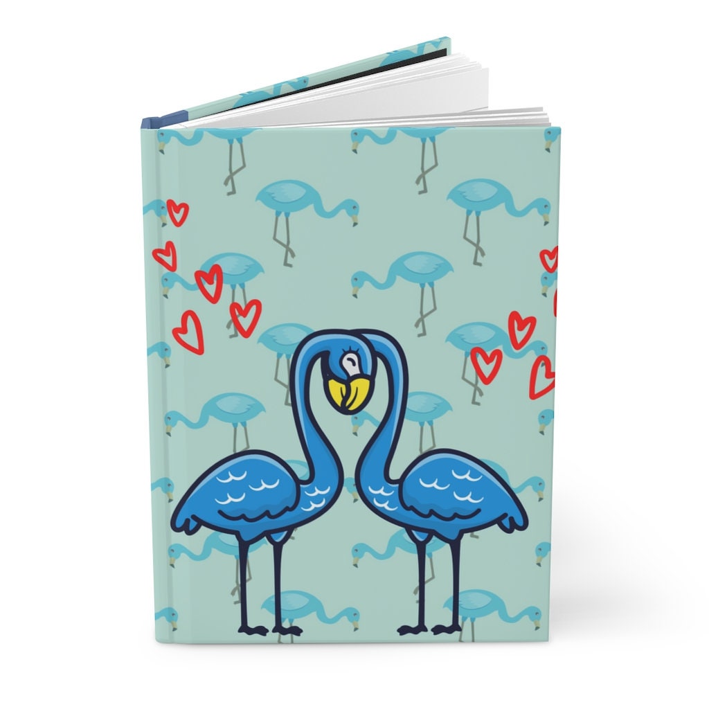 Blue Flamingos In Love  - Lined 75 page Journal