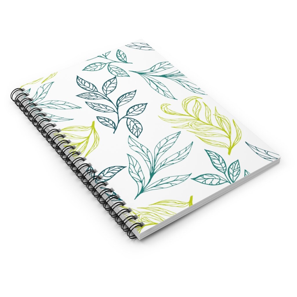 Leaf Print Spiral Notebook/Journal  -College Ruled Line  Journal - 6" x 9" | Mother's Day Gift | Grocery List Notebook