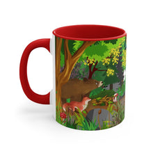 Load image into Gallery viewer, Forest Friends - Bear and Fox Coffee Mug, 11oz {Navy Blue/Red/Pink/Green}  | Forest Animals | Wildlife Coffee Mug
