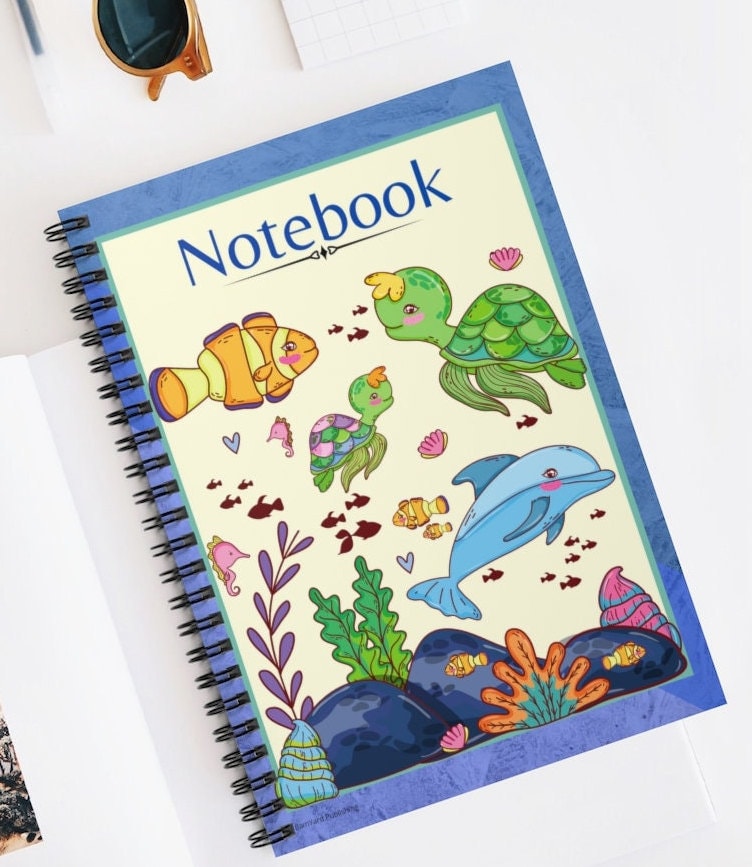 Sea Turtles and Jellyfish Lined Journal | 118 pages | Gift For Kids | Gift for Girls | Gift For Boys | Aquatium Animals