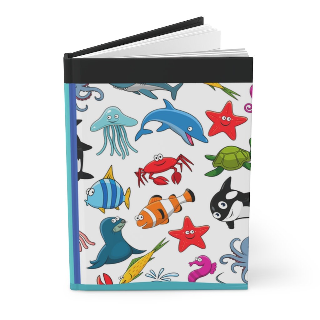 Sea Creature Fishtank - 150 pages (75 sheets) hard back lined journal