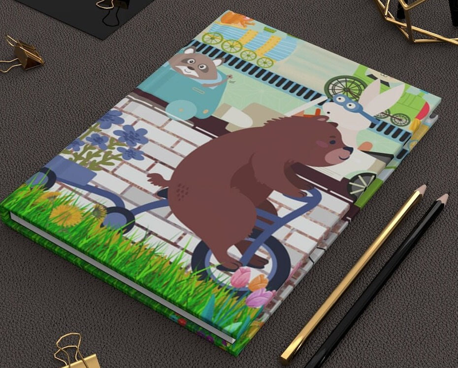 Bear On Bicycle - 75 paged lined journal | Best Whimsical Gift | Creative Writing Journal For Teens | Notebook Journal For Taking Notes