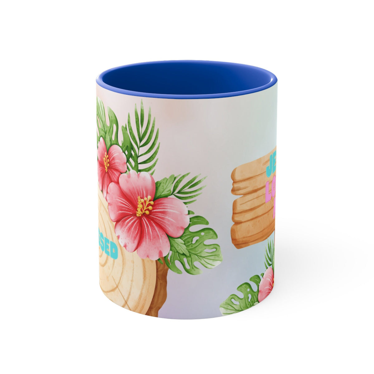 Jesus Loves Me -Flamingo Coffee Mug - 11oz {Navy Blue/Red/Pink/Green}