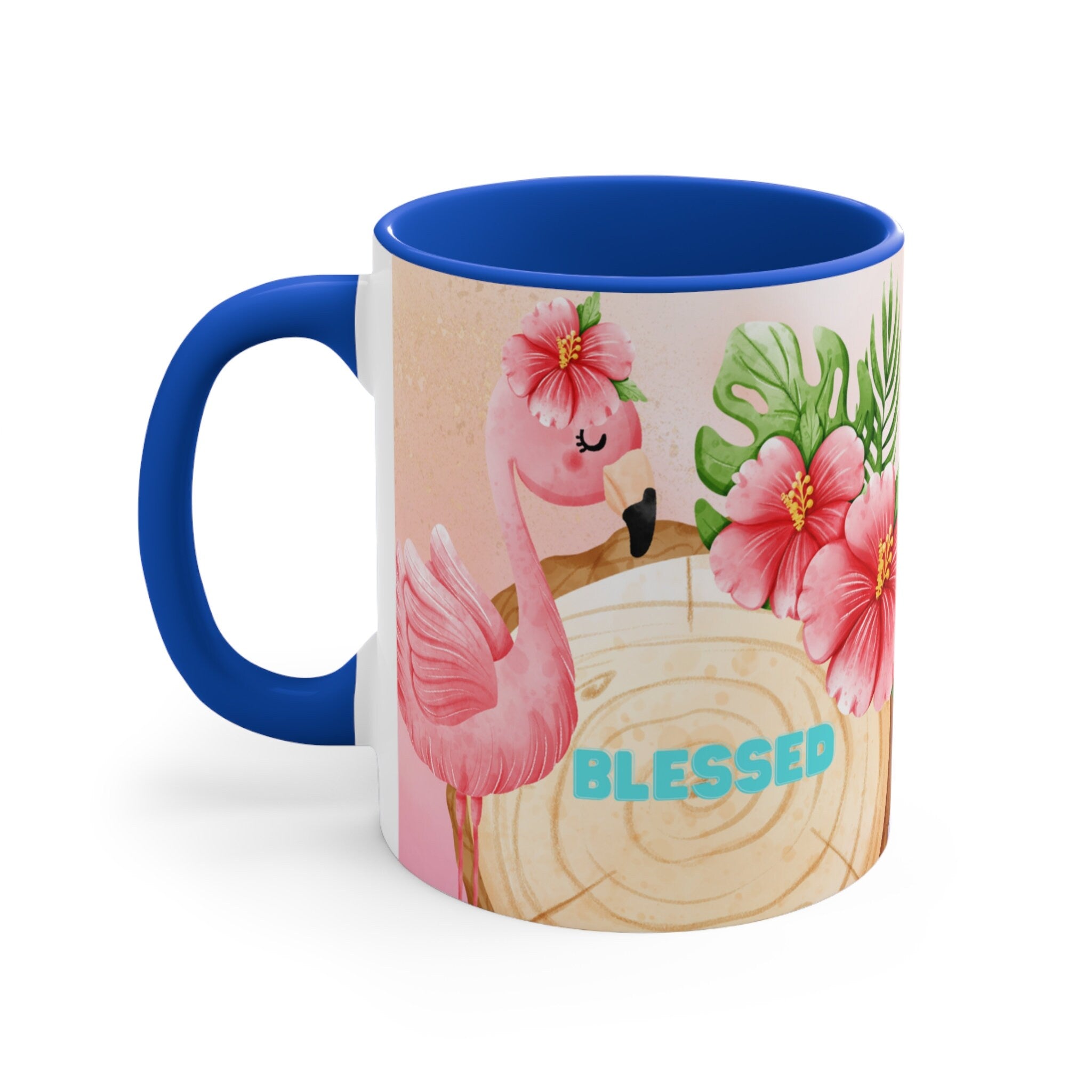 Jesus Loves Me -Flamingo Coffee Mug - 11oz {Navy Blue/Red/Pink/Green}