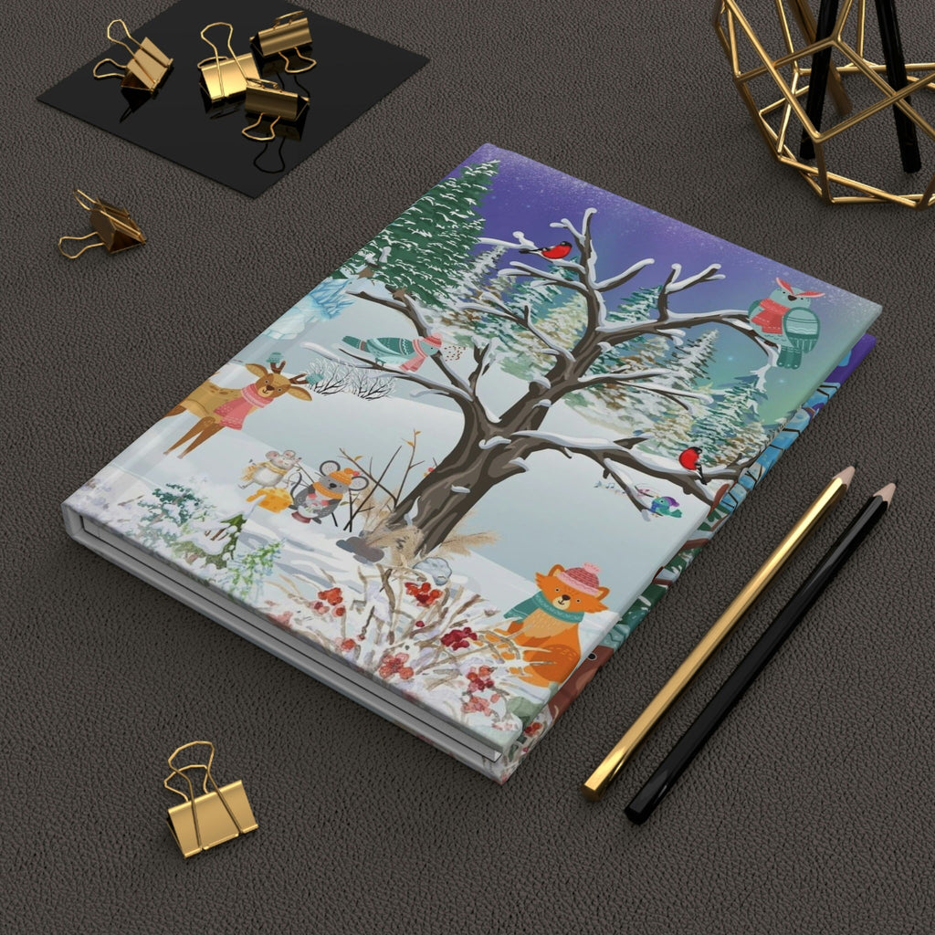 Winter Whimsy Skating Party - 150 pages (75 sheets) hard backed lined journal