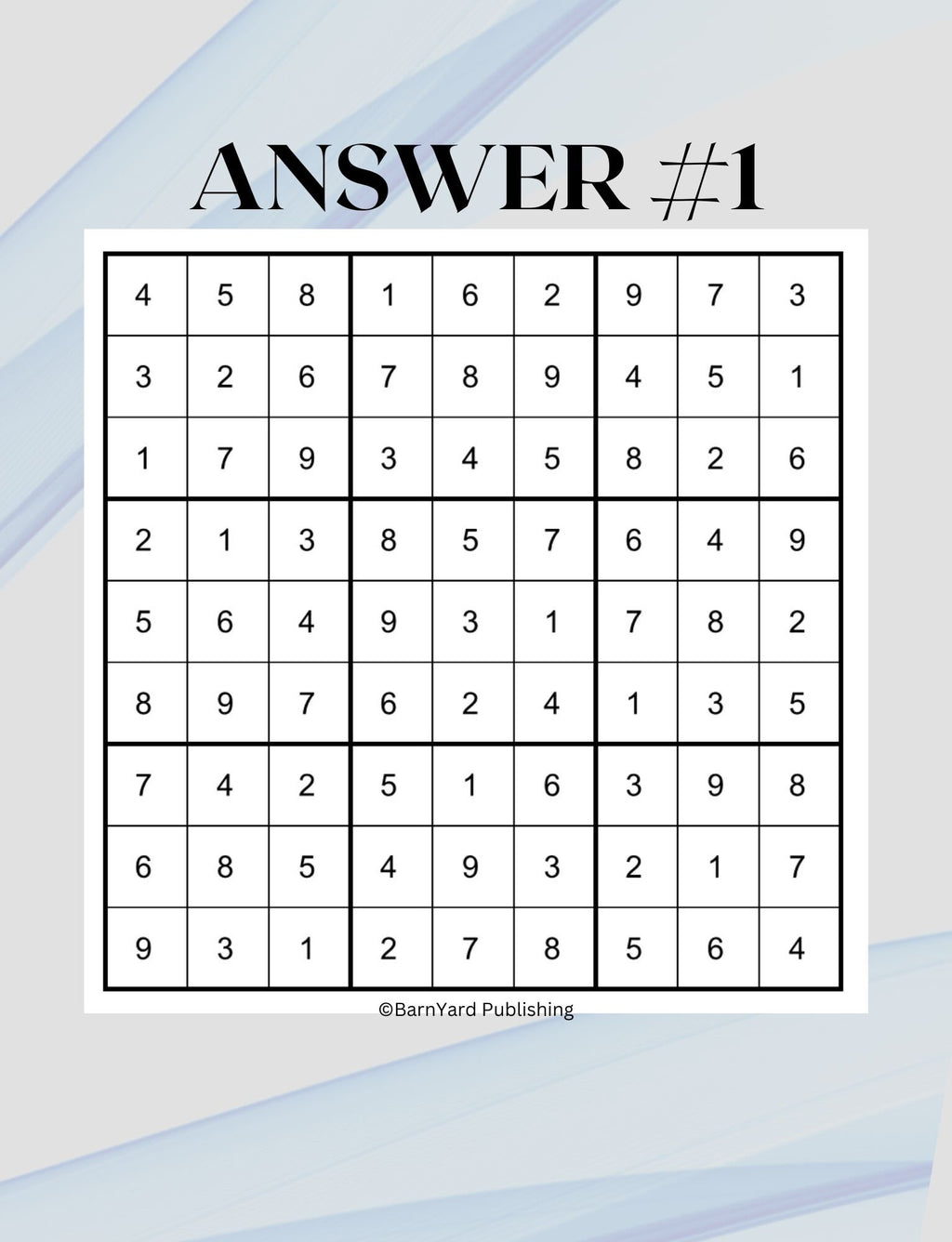 10 Printable  "Easy" Sudoku Large-Print Puzzle Pack 10 Puzzles - 8.5" x 11" - 10 Puzzles + 10 Answers