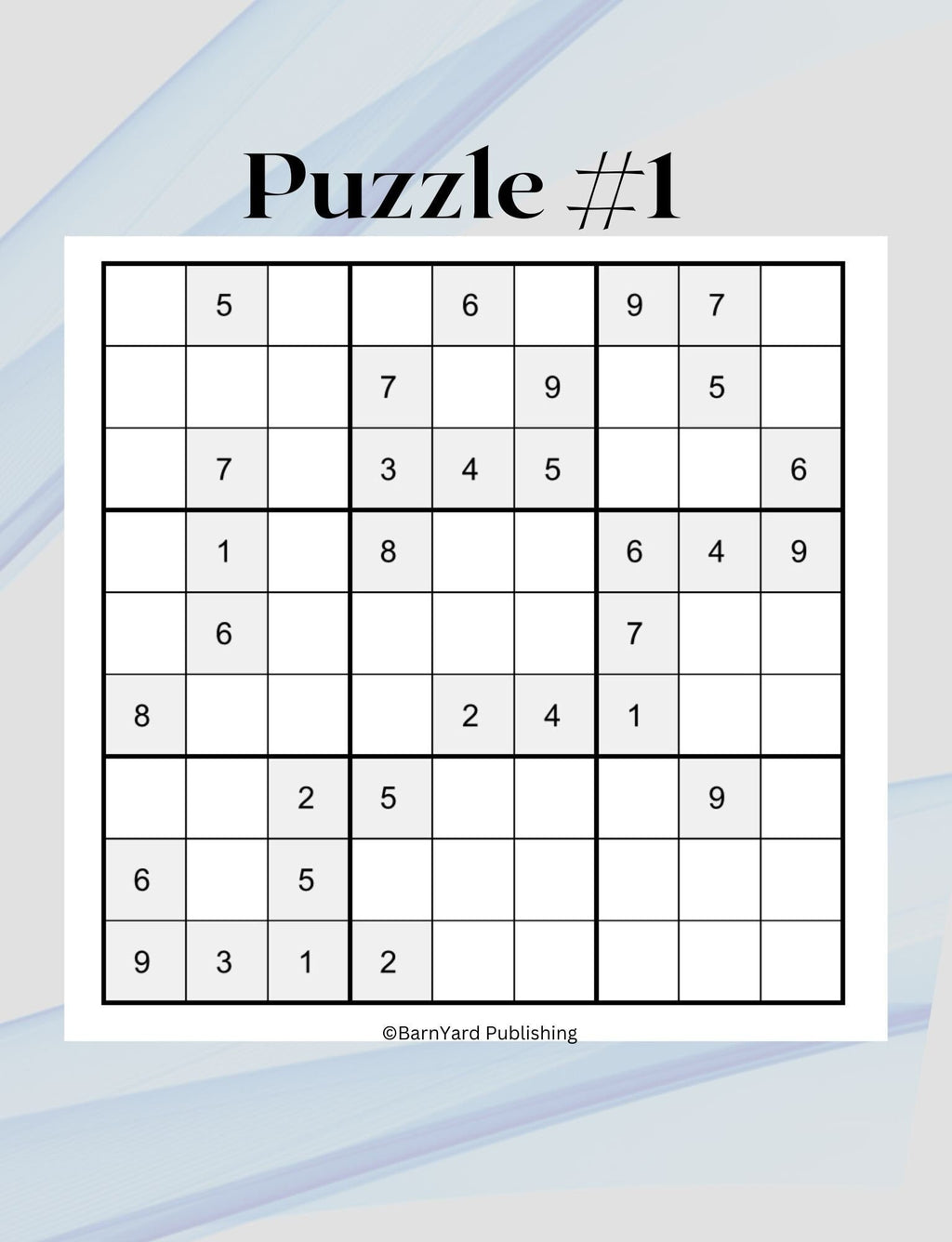 10 Printable  "Easy" Sudoku Large-Print Puzzle Pack 10 Puzzles - 8.5" x 11" - 10 Puzzles + 10 Answers
