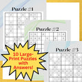 10 Printable  "Easy" Sudoku Large-Print Puzzle Pack 10 Puzzles - 8.5" x 11" - 10 Puzzles + 10 Answers