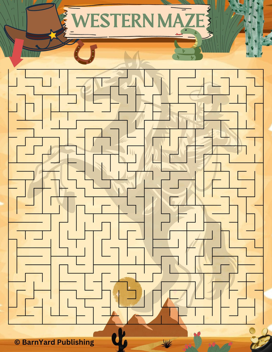1 Printable Western Themed Printable Puzzle  Cowboy Digital Activity for Kids Teachers and Adults 1 Puzzle and 1 Answer