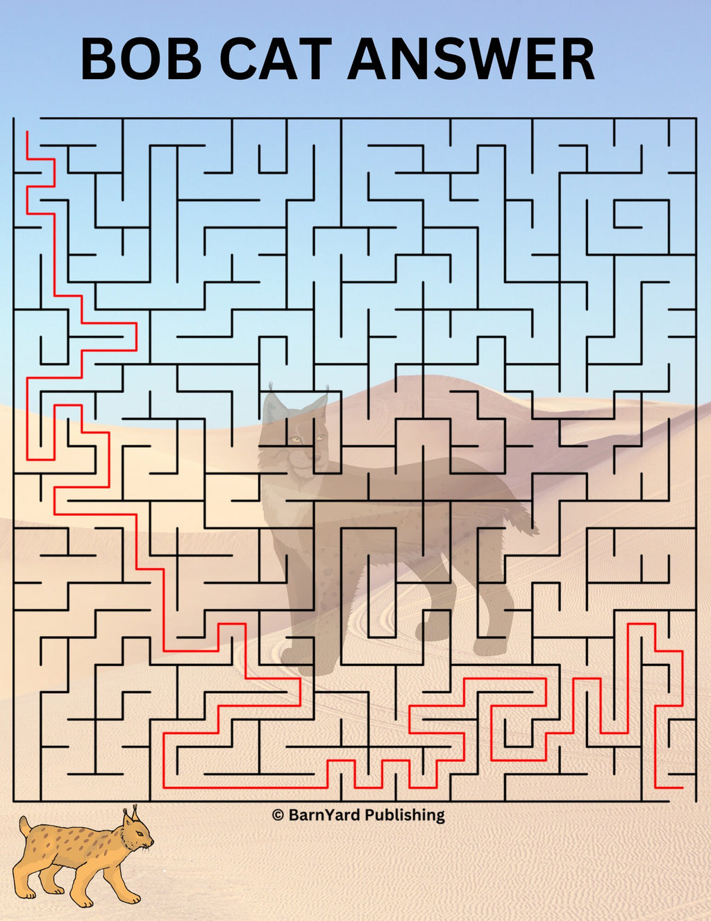 1 Printable "Bobcat" Maze  - 8.5" x 11" - 1 Puzzles + 1 Answers | Digital Maze | Printable Maze for Kids