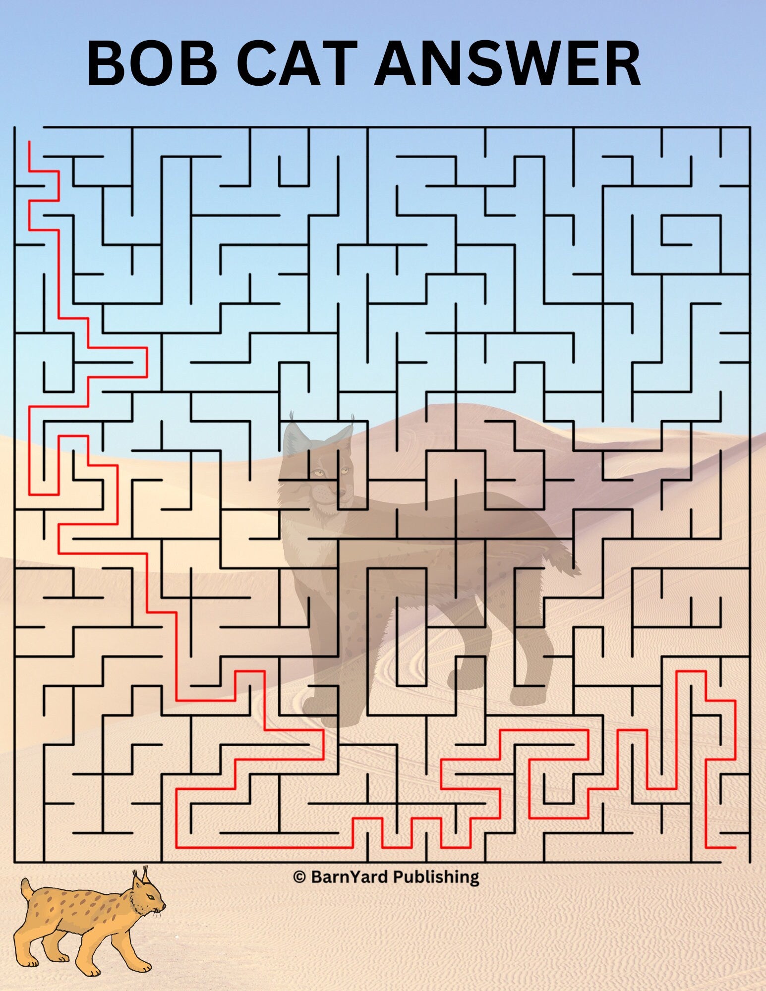 1 Printable "Bobcat" Maze  - 8.5" x 11" - 1 Puzzles + 1 Answers | Digital Maze | Printable Maze for Kids