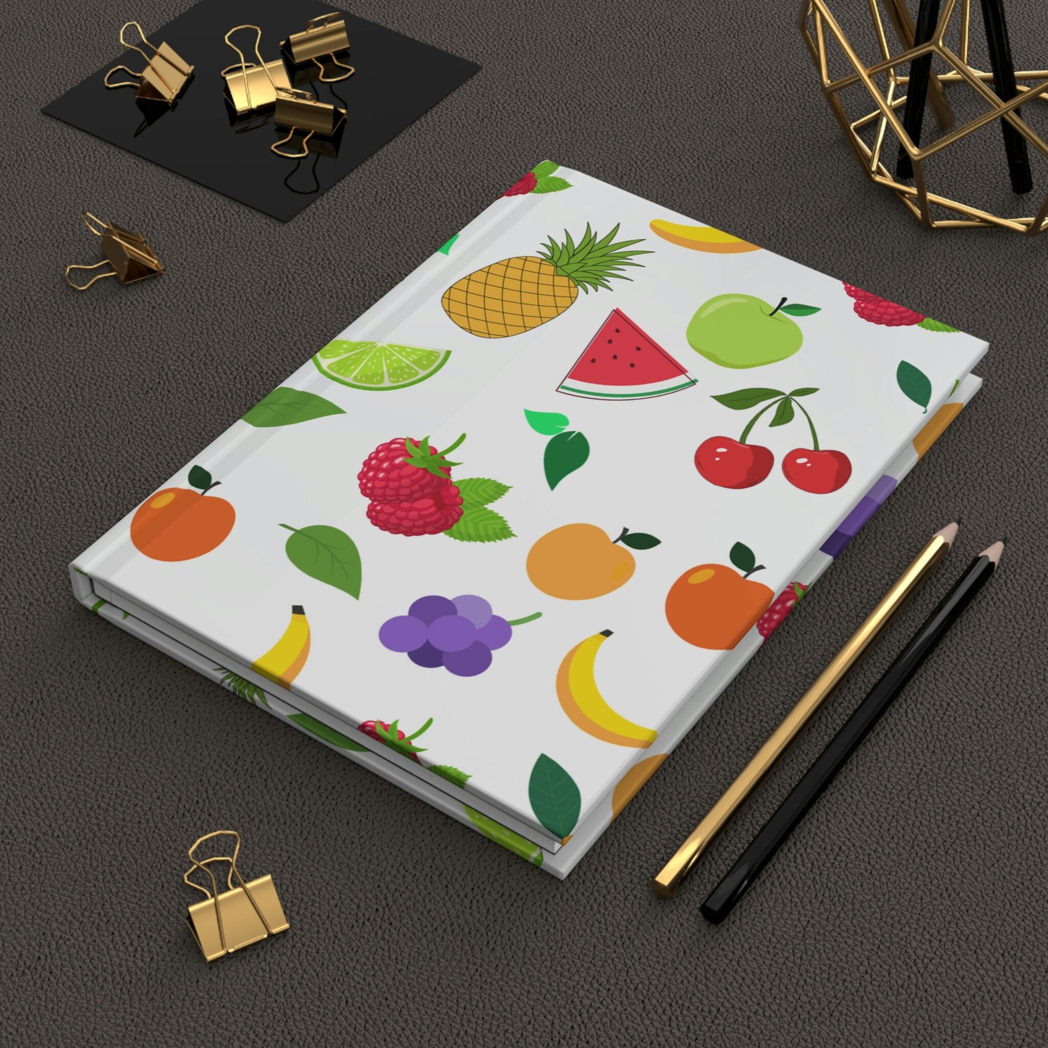 Fruit Pattern Hard Backed Lined Journal - 150 pages (75 sheets) - Perfect for Taking Notes, Journaling, or Fun Learning Projects!
