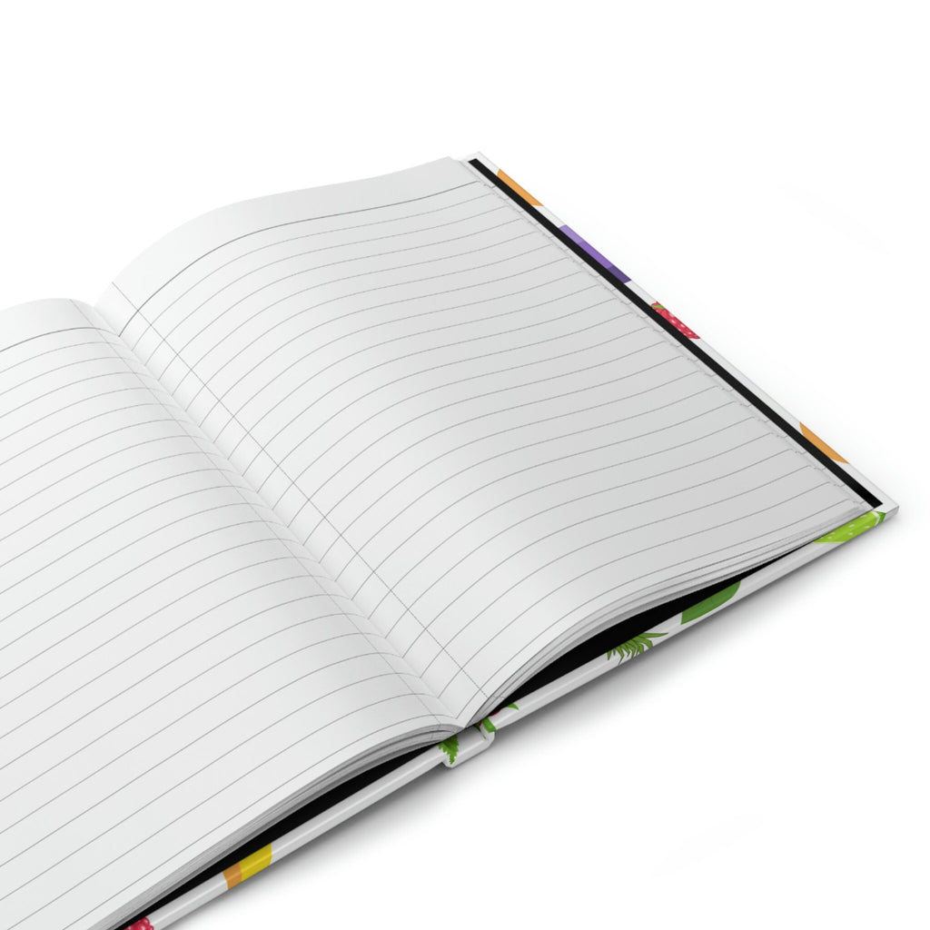 Fruit Pattern Hard Backed Lined Journal - 150 pages (75 sheets) - Perfect for Taking Notes, Journaling, or Fun Learning Projects!