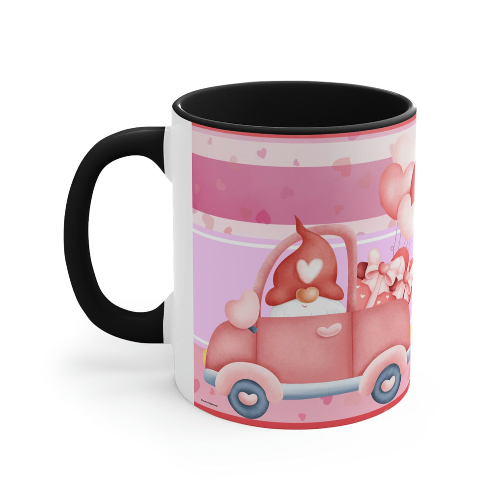 Valentines Day Gnomes ,"Have Love, Will Travel"  11oz Ceramic Mug with Color interior