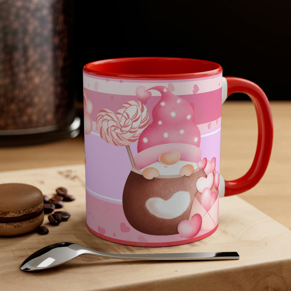 Valentines Day Gnomes ,"Have Love, Will Travel"  11oz Ceramic Mug with Color interior