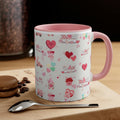 Valentines Day Gnomes and Candy , 11oz Ceramic Mug with Color interior