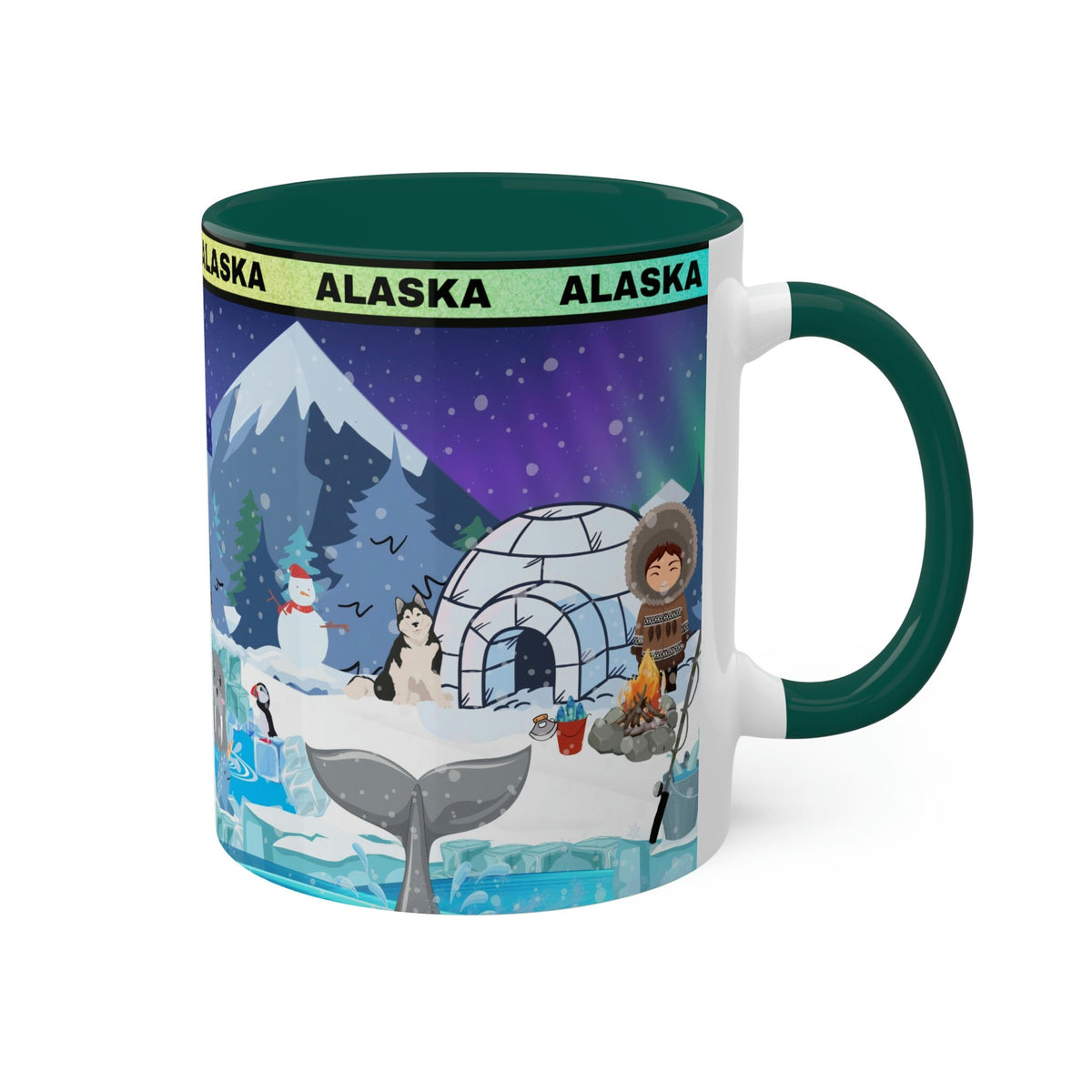 Colorful ALASKA Mug 11oz (12 interior colors available!)