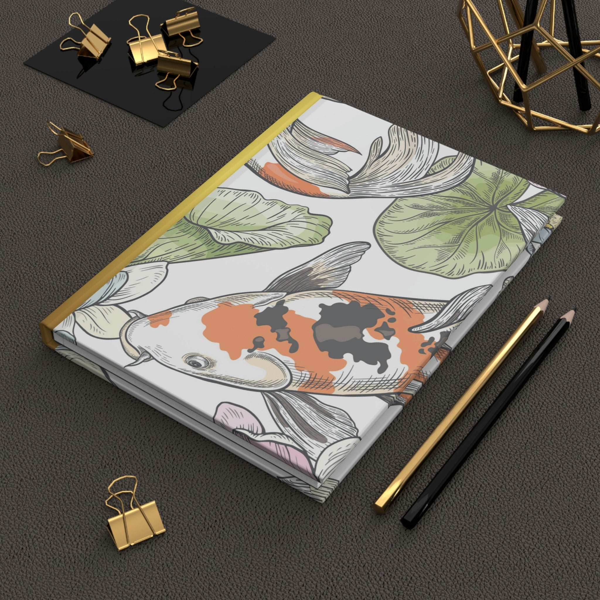 Koi Fish Japanese Inspired Journal - 150 page (75 sheets) Line Hardback Journal