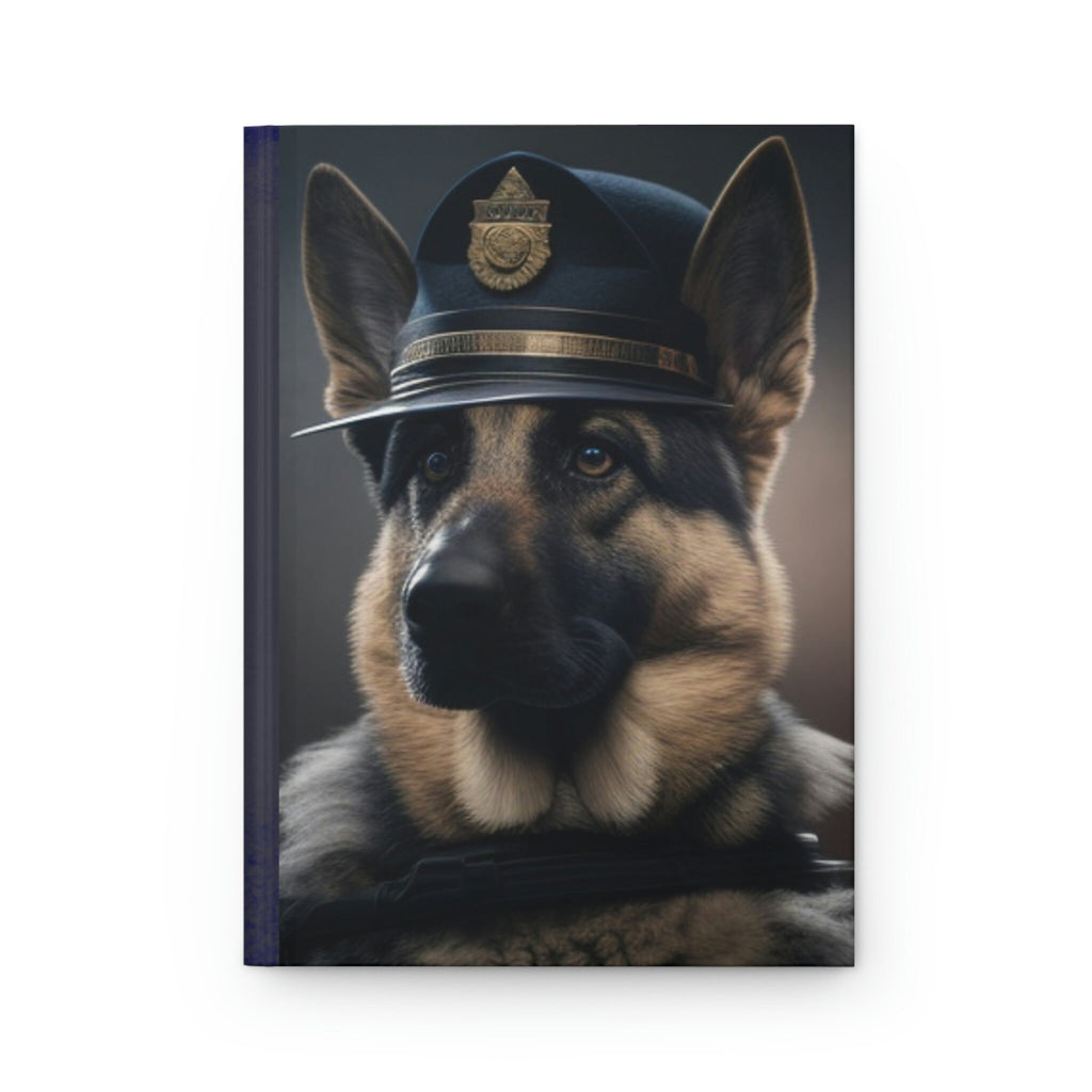 German Shepherd Police Dogs, - 150 page (75 sheets) Line Hardback Journal