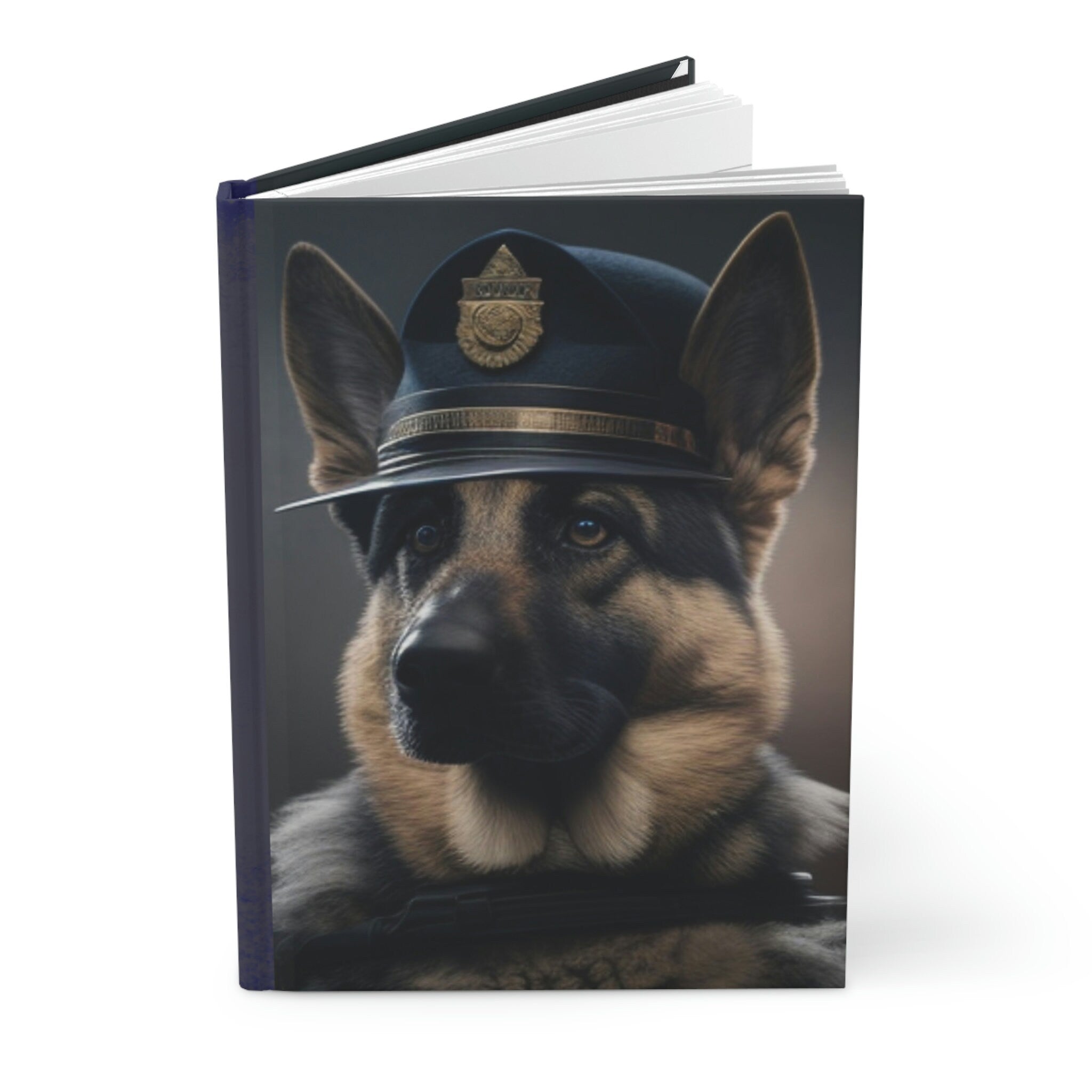 German Shepherd Police Dogs, - 150 page (75 sheets) Line Hardback Journal