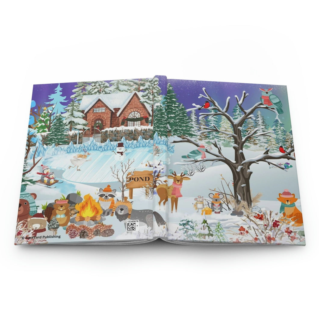 Winter Whimsy Skating Party - 150 pages (75 sheets) hard backed lined journal