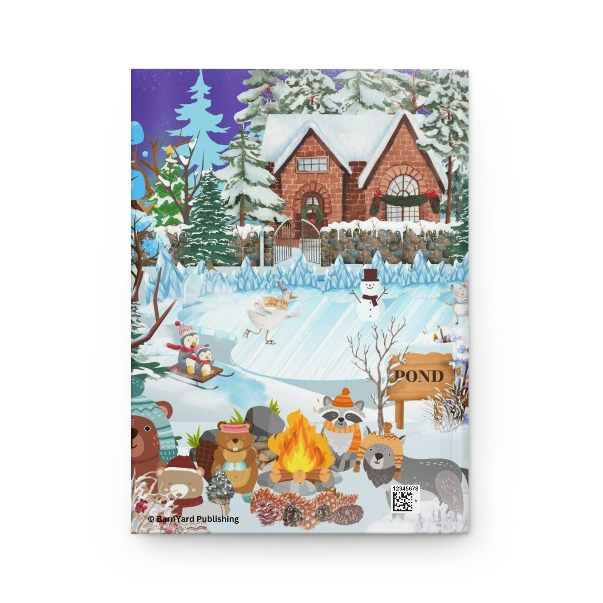 Winter Whimsy Skating Party - 150 pages (75 sheets) hard backed lined journal