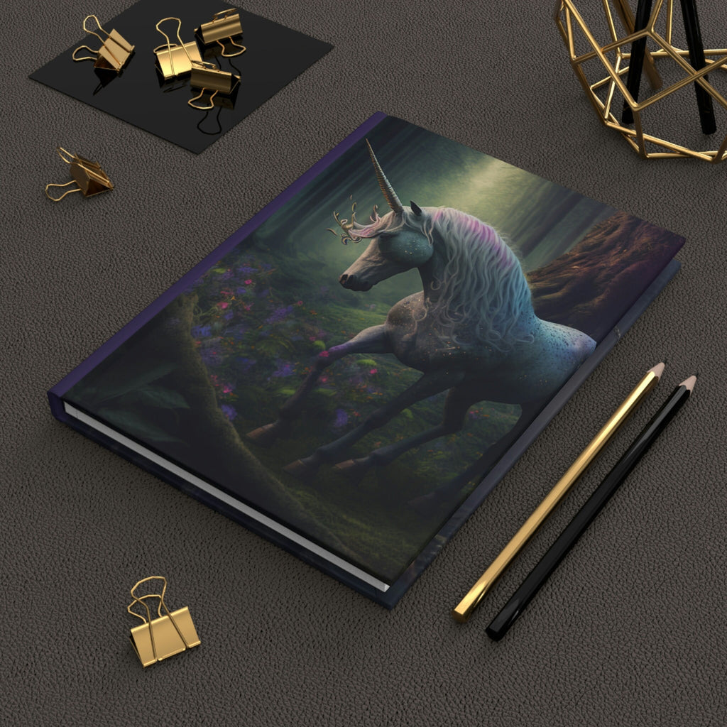 Enchanted Unicorn, - 150 page (75 sheets) Line Hardback Journal