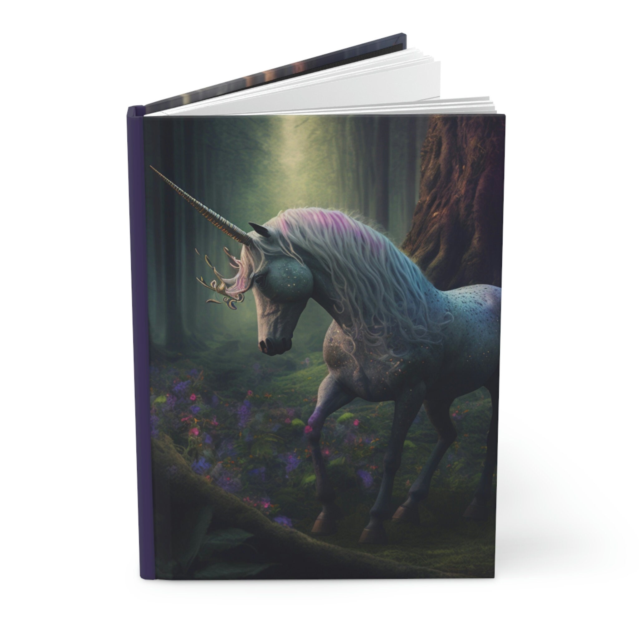 Enchanted Unicorn, - 150 page (75 sheets) Line Hardback Journal