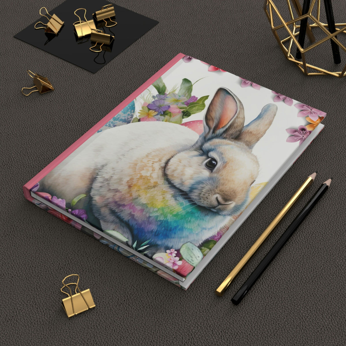 Fancy Easter Rabbits - 150 page (75 sheets) Line Hardback Journal