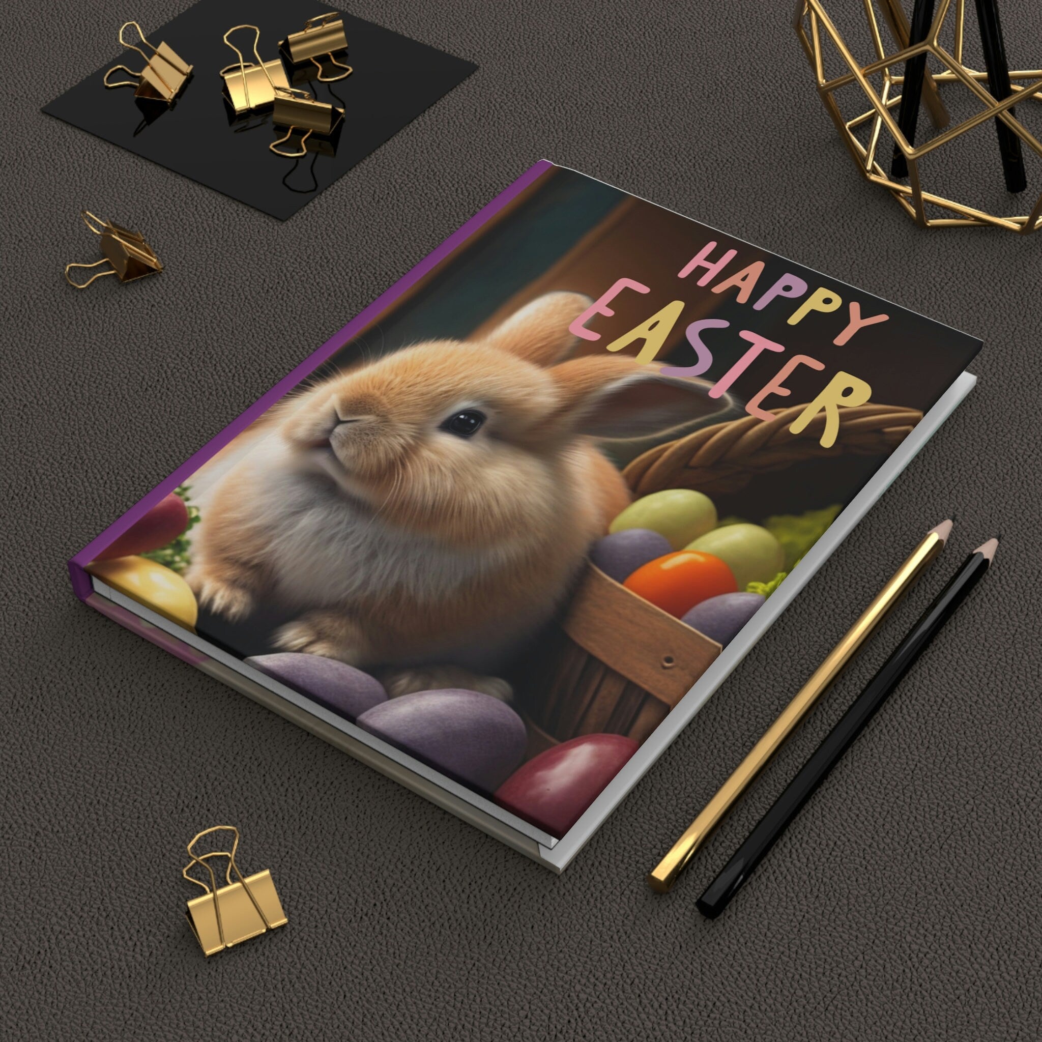 Happy Easter, Easter Bunny Journal - 150 page (75 sheets) Line Hardback Journal Easter Gift for Kids, Easter Journal