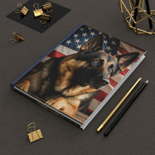 Load image into Gallery viewer, German Shepherd Flag, Patriotic Journal - 150 page (75 sheets) Lined Hardback Journal
