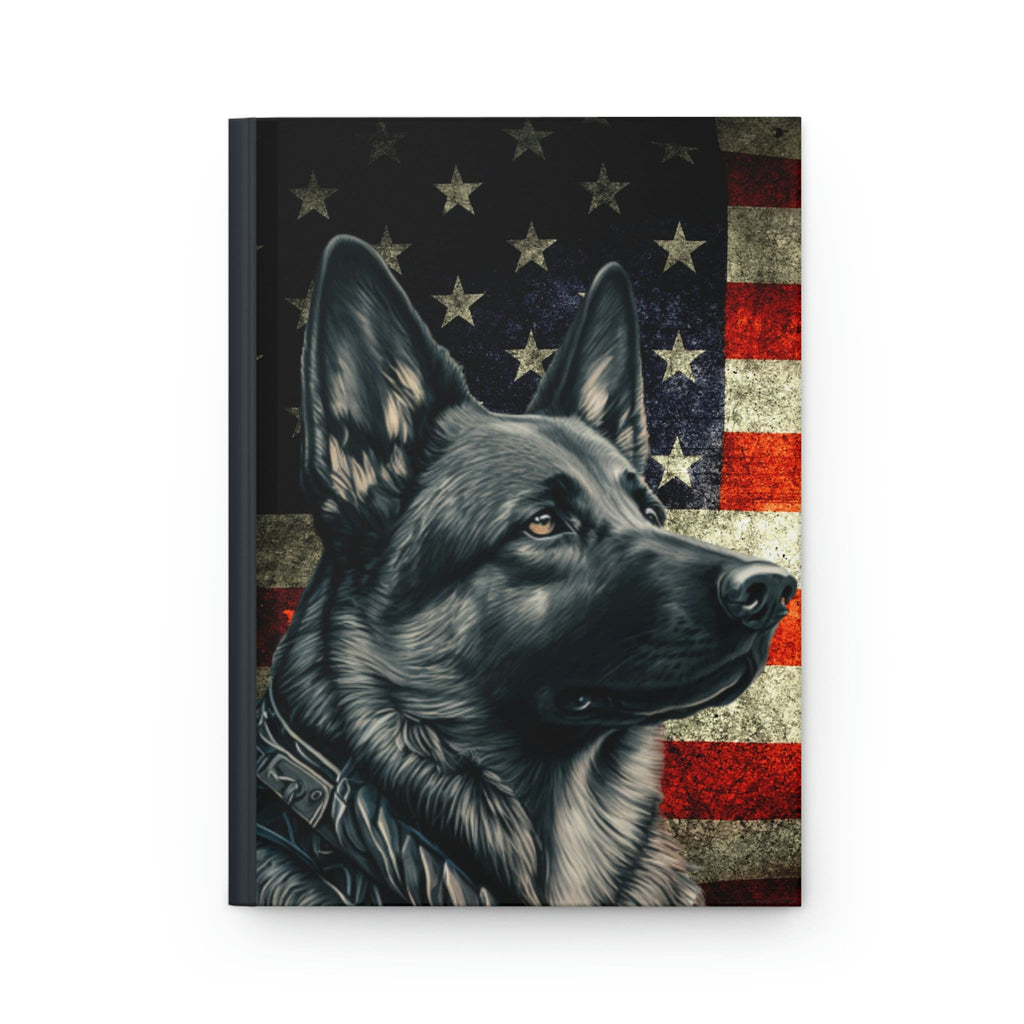 Grey German Shepherd - 150 page (75 sheets) Lined Hardback Journal | Patriotic German Shepherd | Grey German Shepherd