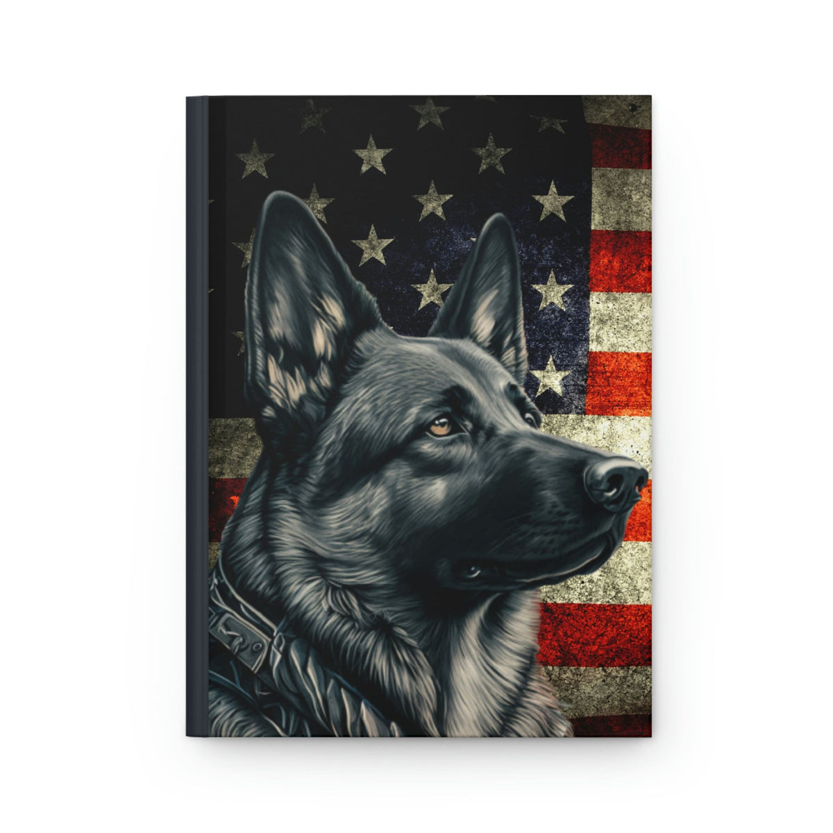 Grey German Shepherd - 150 page (75 sheets) Lined Hardback Journal | Patriotic German Shepherd | Grey German Shepherd