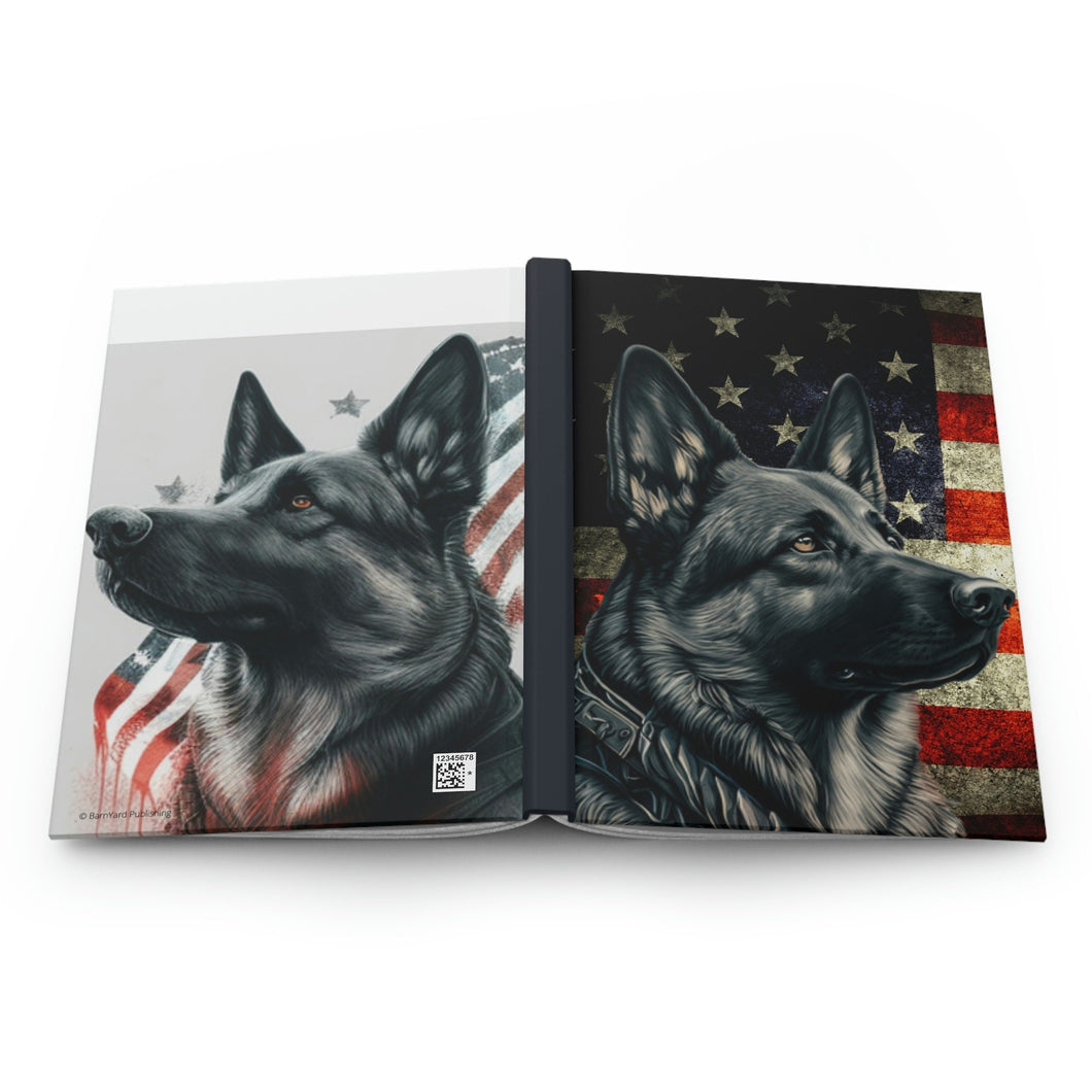 Grey German Shepherd - 150 page (75 sheets) Lined Hardback Journal | Patriotic German Shepherd | Grey German Shepherd