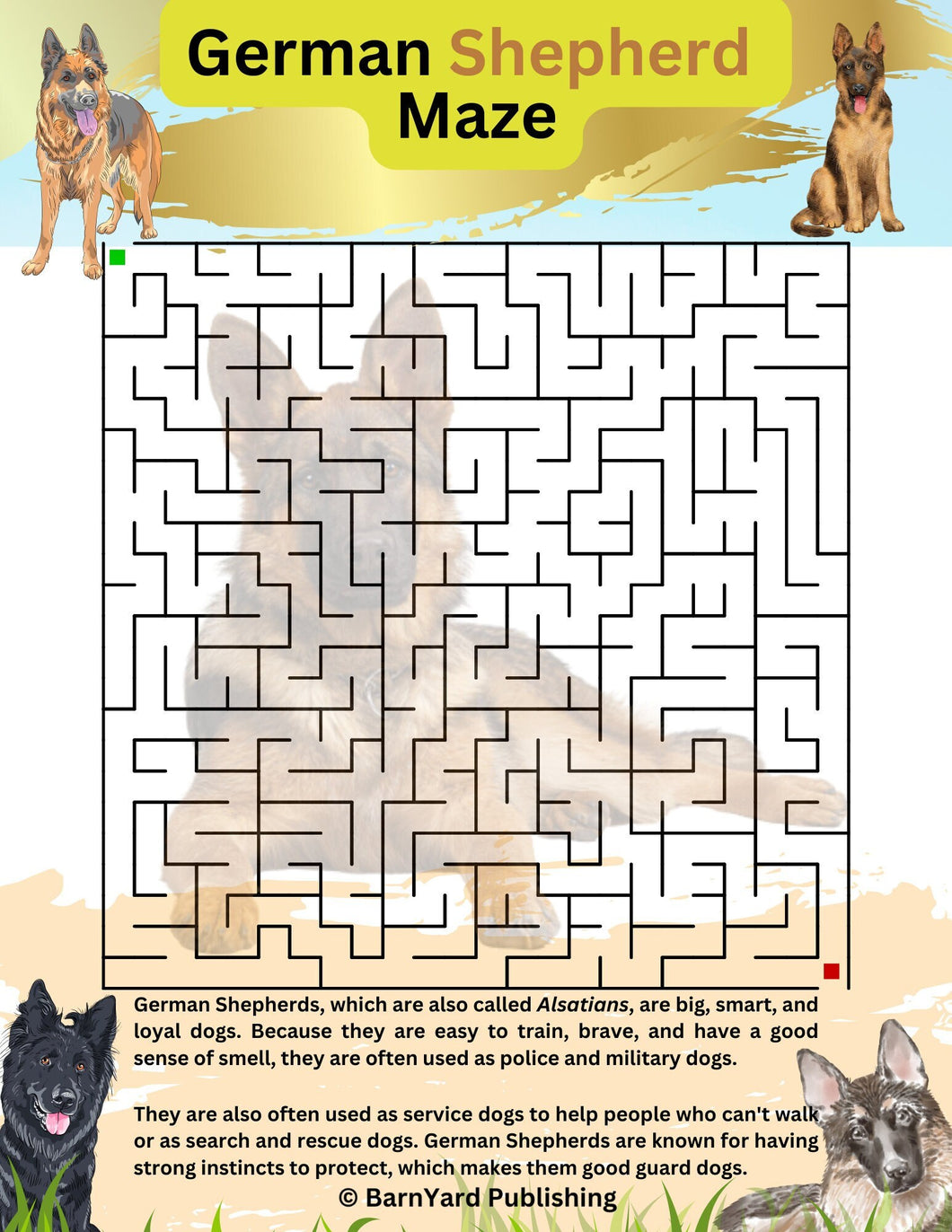 1 Printable German Shepherd Themed Printable Puzzle  Digital Activity for Kids Teachers and Adults 1 Puzzle and 1 Answer