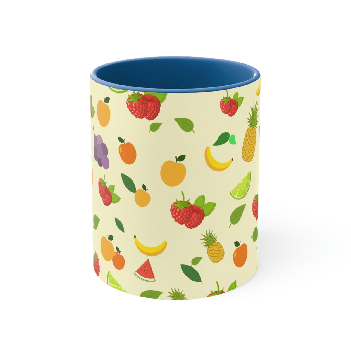 1960's Retro Fruit Coffee Cup   11oz Ceramic Mug with Color interior - Wallpapered with Fruits!
