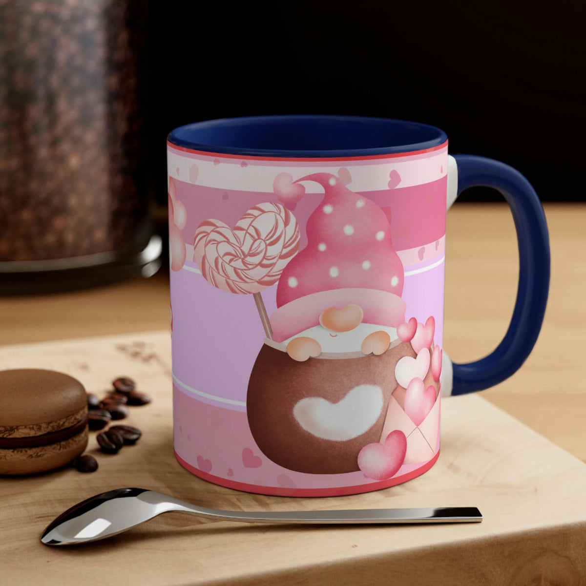 Valentines Day Gnomes ,"Have Love, Will Travel"  11oz Ceramic Mug with Color interior