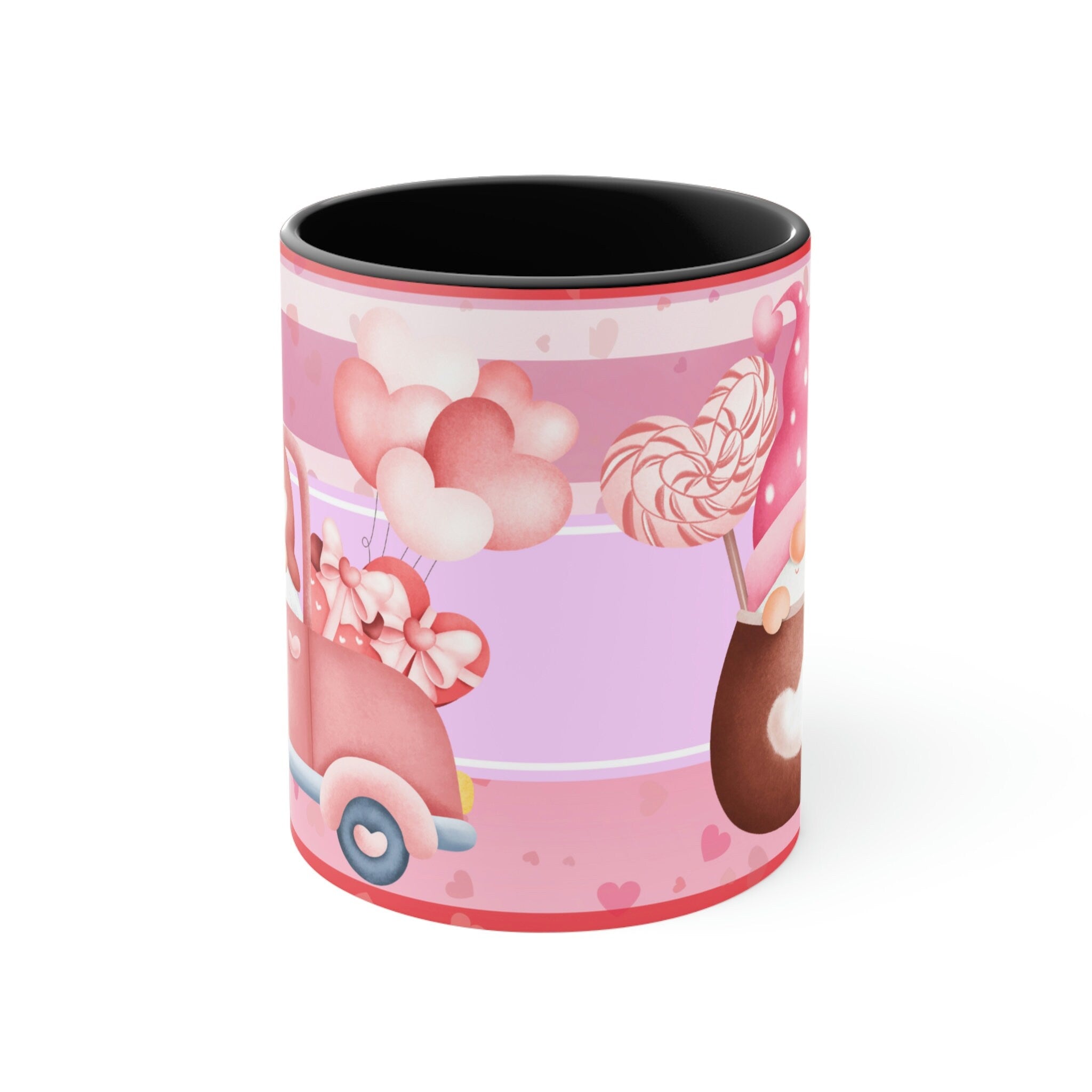 Valentines Day Gnomes ,"Have Love, Will Travel"  11oz Ceramic Mug with Color interior