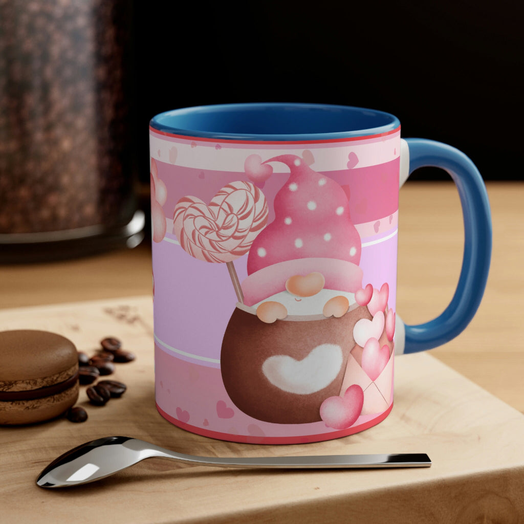 Valentines Day Gnomes ,"Have Love, Will Travel"  11oz Ceramic Mug with Color interior