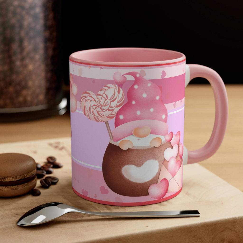 Valentines Day Gnomes ,"Have Love, Will Travel"  11oz Ceramic Mug with Color interior