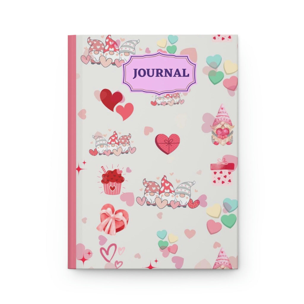 Valentine's Day Gnome Journal - 150 page (75 sheets) Line Hardback Journal
